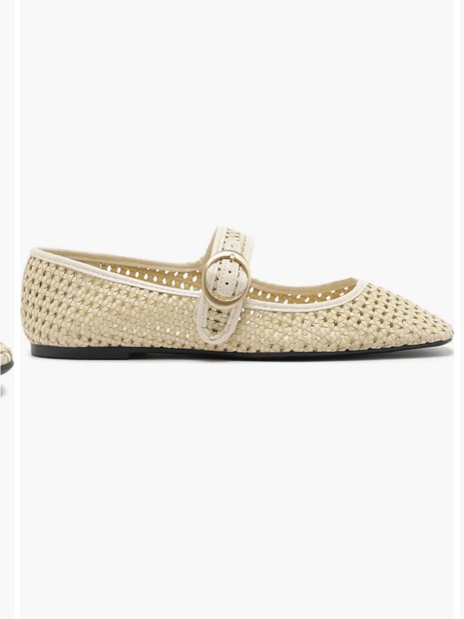 Arezzo Eve Woven Ballet Flat Woven Mary Jane Flats In Natural Size 8b